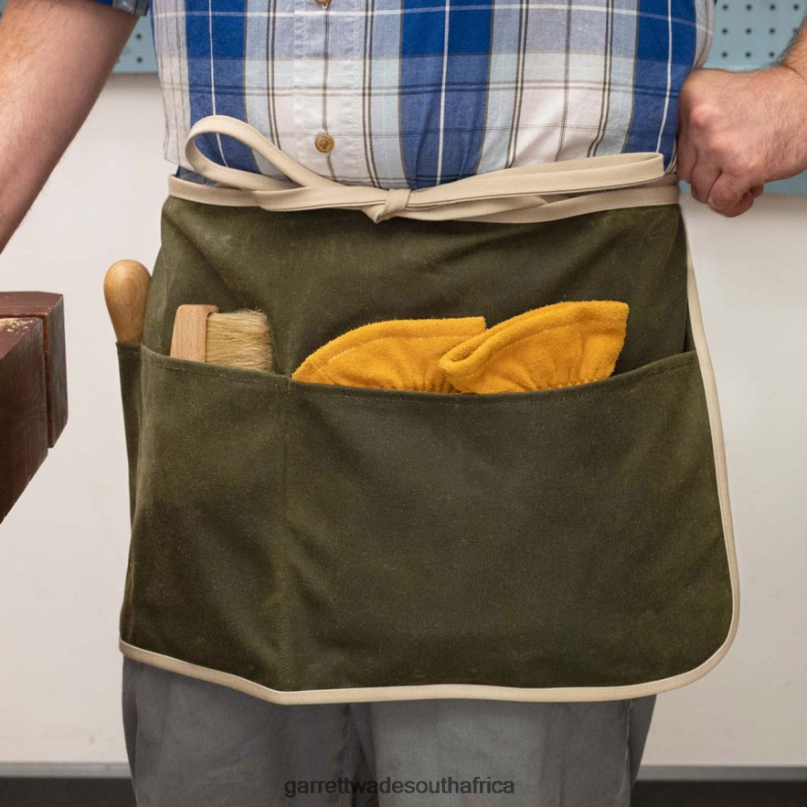 Garden Garrett Wade USA Made Rugged & Versatile Waxed Cotton Apron - Olive LP88ZX182 - Garrett Wade Knives