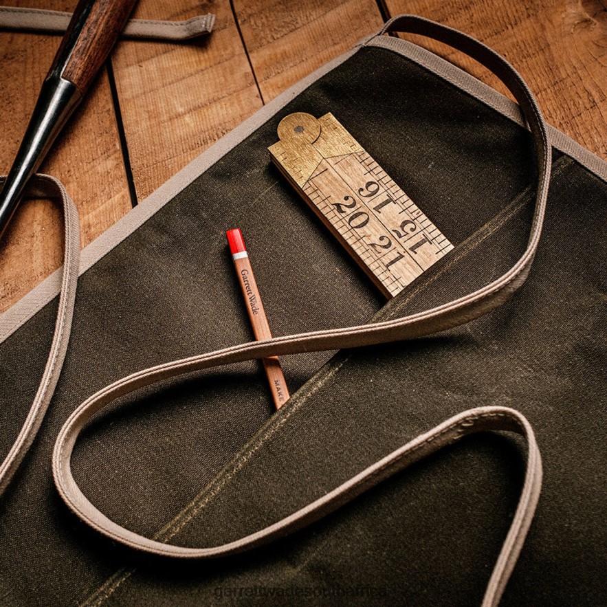 Garden Garrett Wade USA Made Rugged & Versatile Waxed Cotton Apron - Olive LP88ZX182 - Garrett Wade Knives