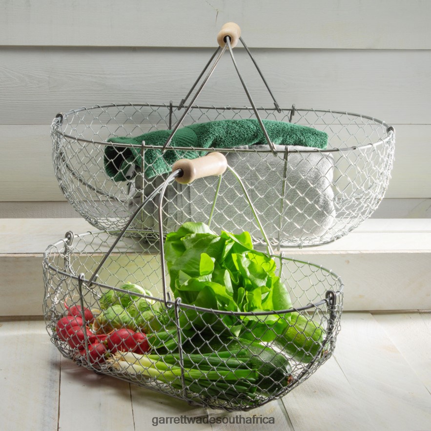 Garden Garrett Wade Woven Galvanized Basket Pair LP88ZX266 - Garrett Wade Knives