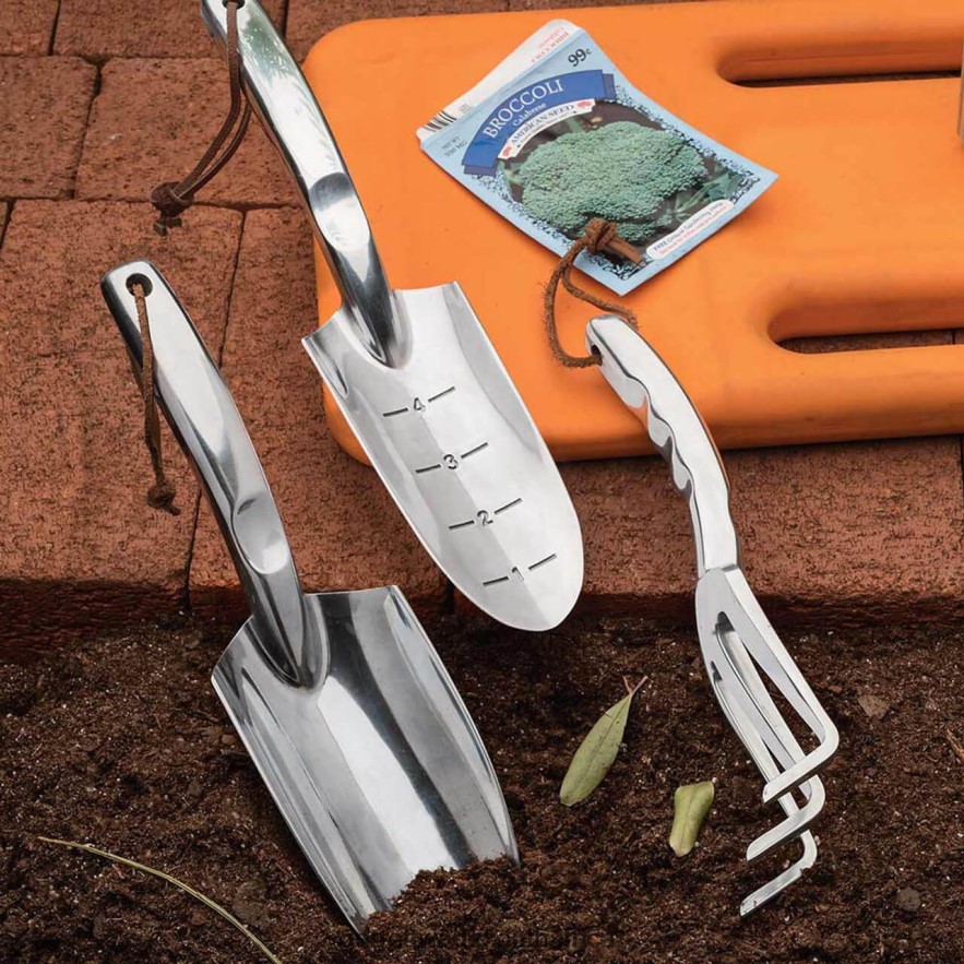 Garden Garrett Wade Polished Cast-Aluminum Trowel & Cultivator Set LP88ZX82 - Garrett Wade Garden Tools