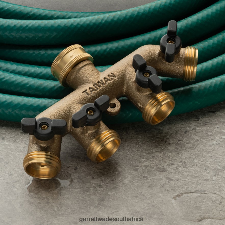 Garden Garrett Wade 4-Way Faucet Manifold - All Brass Body LP88ZX232 - Garrett Wade Garden Tools