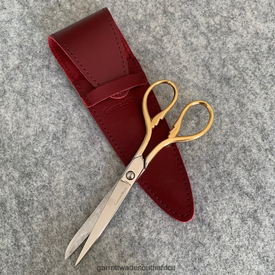 Home & Kitchen Garrett Wade 6'' Gilded Sewing Scissors with French Leather Case LP88ZX1053 - Garrett Wade Chisels