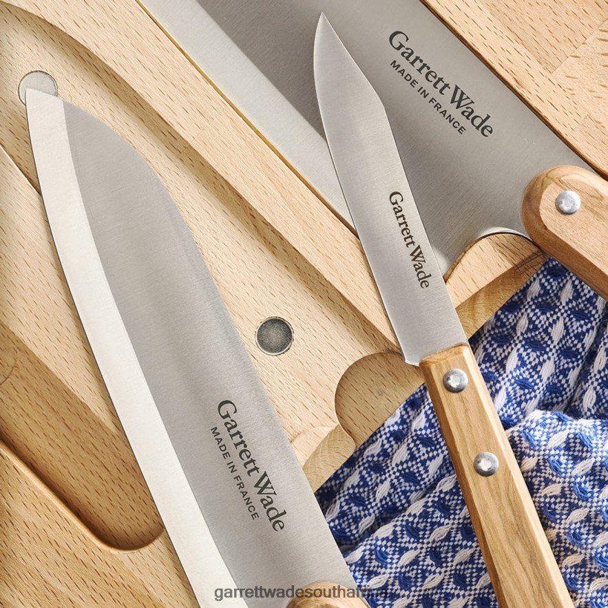 Home & Kitchen Garrett Wade Three Olivewood-Handled Knives & Cutting Board LP88ZX774 - Garrett Wade Chisels