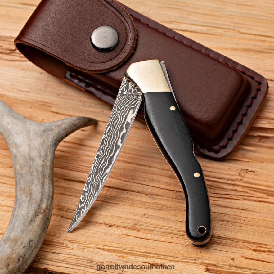 Outdoor Garrett Wade Damascus Steel & Ebony Handled Folding Knife LP88ZX316 - Garrett Wade Garden Tools