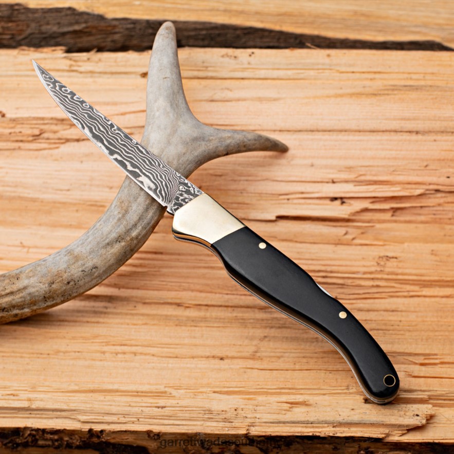 Outdoor Garrett Wade Damascus Steel & Ebony Handled Folding Knife LP88ZX316 - Garrett Wade Garden Tools