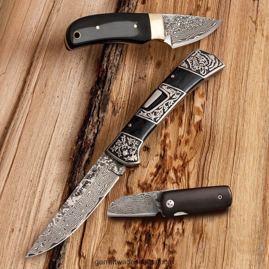 Outdoor Garrett Wade 3 Gorgeous Damascus Knives LP88ZX391 - Garrett Wade Garden Tools